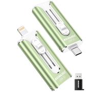 AUAMOZ Mini clé USB double interface, USB-C et USB-L, compatible avec iPhone 17/16/15/14/13/12/11, iPad, Android et PC, facile à enregistrer photos, vidéos et fichiers Vert sauge 512 Go