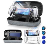 Auarte Accessoires 12 en 1 pour PlayStation Portal, étui de Transport Rigide pour PS Portal avec Coque Transparente pour PS5 Portal, 2 protecteurs d'écran avec 4 poignées pour Les Pouces, Gris Clair