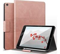 AUAUA Coque pour iPad 10,2 Pouces (9ème/8ème/7ème Génération, 2021/2020/2019) avec Porte-Crayon, Cuir Vegan, Veille/Réveil Automatique pour iPad 10,2" (Rose)