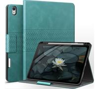 auaua Étui pour iPad Air 11" M2 (2024), iPad Air 5e/4e génération (2022/2020), avec porte-crayon, mise en veille/réveil automatique, angle réglable, cuir végétalien (vert)