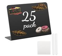 Auauraintt Mini Tableau Noir, 25 Pièces Mini Panneau D'affichage, Tableau Noir pour éCrire des éTiquettes Prix et Panneaux Buffet, Mini Ardoise Plastique pour Buffet Mariage Boulangerie Fêtes