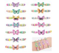 AUAUY 12PCS Bracelets D'amitié Papillon, Ajustable Bracelet Cordon Tressé