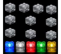 AUAUY 15 Pièces Blocs de Construction Lumineux à LED, 2x2cm, 5 Couleurs | Briques Lumineuses Carrées, RéUtilisables avec Piles RemplaçAbles, Compatibles avec Blocs De Construction Standard