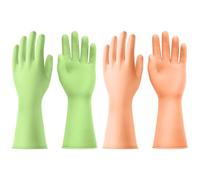 AUAUY 2 Paire Gants de Menage de Vaisselle, Gants de Cuisine de Nettoyage Réutilisables en Caoutchouc, Antidérapant, pour Le Nettoyage de La Cuisine, La Lessive, Le Jardinage (Vert + Orange, S)