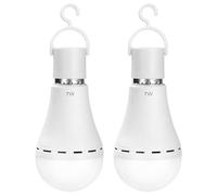 AUAUY 2 Pcs Ampoules LED E27 Rechargeable, 7W LED Ampoules Batterie 1200mAh | Tactile Dimmable, Trois Températures de Couleur Extérieur Camping Ampoule de Secours avec Crochet, 6500K