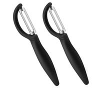AUAUY 2 PCS Éplucheur Universel, Econome Legumes Inox Eplucheur Legumes Manuel Eplucheur Pomme de Terre Poignée Ergonomique, Couteau Eplucheur Cuisine pour Légumes Fruits (Noir)