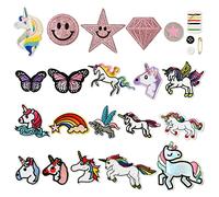 AUAUY 20PCS Patch Thermocollant Vetement, Dessin Animé Ecusson Thermocollant Enfant, Jolis Écussons Brodés, Ecusson a Coudre Renfort Genoux Enfant pour Vêtements Chapeaux Jeans pour Enfants et Adultes