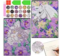 AUAUY 2Pcs Carnet Dessin A5, Diamond Painting Carnet Vierge avec Motifs D'animaux, Cadeaux D'anniversaire pour Filles, Kits D'art et D'artisanat pour Enfants de 5 à 12 Ans