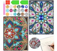 AUAUY 2Pcs Carnet Dessin A5, Diamond Painting Mandala Carnet Vierge, Cadeaux D'anniversaire pour Filles, Kits D'art et D'artisanat pour Enfants de 5 à 12 Ans