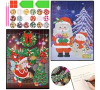 AUAUY 2Pcs Carnet Dessin A5, Diamond Painting Noël Carnet Vierge, Cadeaux D'anniversaire pour Filles, Kits D'art et D'artisanat pour Enfants de 5 à 12 Ans