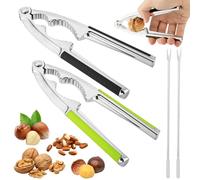 AUAUY 2pcs Casse-Noix en Alliage de Zinc, Casse-Noisette Multifonctionnel | avec Poignée Antidérapante et Fourchette, pour Noix, Noisettes, Amandes, Pistaches et Fruits de Mer (Noir + Vert)