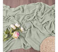 AUAUY 2Pcs Chemin de Table en Étamine - 10 Pieds Tissu de Gaze Bohème, Décoration pour Fête Prénatale, Mariage, Vacances, Fête D'été (Gris Vert)