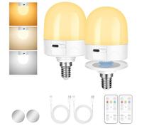 AUAUY 2pcs E14 Ampoule Rechargeable avec Télécommande, 3 couleurs