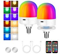 AUAUY 2pcs E14 Ampoule Rechargeable avec Télécommande, Couleur RVB