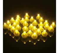 AUAUY 30pcs Mini LED Ballons Lumineux, Rond Lampes Lumineuses Fête Constamment Allumée, Réutilisable et Étanches pour Anniversaire, Mariage, Fêtes, Halloween, Noël Décoration (Blanc Chaud)