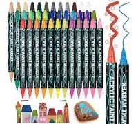 AUAUY 36 Couleurs Feutre Marqueur Acrylique Double Pointe Pinceau
