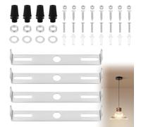 AUAUY 4Pcs Support de Fixation Plafonnier 120mm, Supports de Lustre, Plaque de Plafond avec Vis, Rondelle, Écrou, Bouchon en Caoutchouc, pour Suspensions Mur Lumière, Maison et Bureau