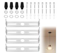 AUAUY 4Pcs Support de Fixation Plafonnier 95mm, Supports de Lustre, Plaque de Plafond avec Vis, Rondelle, Écrou, Bouchon en Caoutchouc, pour Suspensions Mur Lumière, Maison et Bureau