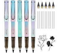 AUAUY 5PCS Crayon Sans Encre, Crayon Éternel Réutilisable, Nib Remplaçable | avec 5 Pointes de Rechange et 5 Gomme, Portable Crayon Infini pour L'écriture Étudiants de Bureau à Domicile Fournitures