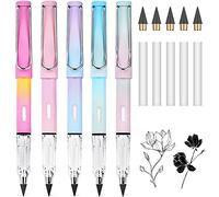 AUAUY 5PCS Crayon Sans Encre, Crayon Éternel Réutilisable, Nib Remplaçable | avec 5 Pointes de Rechange et 5 Gomme, Portable Crayon Infini pour L'écriture Étudiants de Bureau à Domicile Fournitures
