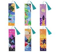AUAUY 6Pcs Diamond Painting Marque Page, 5D Marque Page Peinture Diamant, Bohème Marque-Page de Coin de Livre de Peinture au Diamant pour Adulte, Enfants, Maison, Bureau, École