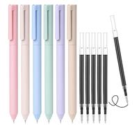 AUAUY 6PCS Stylos à Encre Gel Rétractables, 0.5mm Remplaçable Encre Stylo avec 6 Recharges Supplémentaires, Noire Recharge, Pointe Extra Fine Écriture Fluide, Stylo Bille pour Scolaire, Bureau, Maison