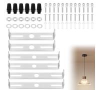 AUAUY 6Pcs Support de Fixation Plafonnier 90mm 100mm 105mm, Supports de Lustre, Plaque de Plafond avec Vis, Rondelle, Écrou, Bouchon en Caoutchouc, pour Suspensions Mur Lumière, Maison et Bureau