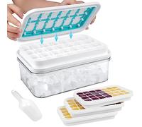 AUAUY Bac a Glacons avec Couvercle, 3*28=84 Grilles, Bacs à Glaçons en Silicone, Moule à glaçons avec Boîte de Rangement et Pelle, Bac à Glaçons Réutilisable pour Nourriture Bébé Whisky Café Boissons