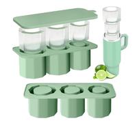 AUAUY Bacs à Glaçons en Silicone avec Couvercle, Moule à Glaçons pour Tasse Stanley, Grands Moules à Glaçons, 3 Machines à Glaçons Cylindriques Creuses pour Boissons, Cocktails, Whisky, Café