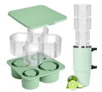 AUAUY Bacs à Glaçons en Silicone avec Couvercle, Moule à Glaçons pour Tasse Stanley, Grands Moules à Glaçons, 4 Machines à Glaçons Cylindriques Creuses pour Boissons, Cocktails, Whisky, Café