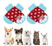 AUAUY Chaussettes Anti-Dérapantes Chien Chat, Chaussette Chien, Protège Les Pattes de l’Animal et Les Sols Intérieurs, avec Patins en Caoutchouc, Convient pour Les Petits ou Moyen Chiens et Chats - M