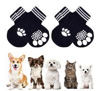 AUAUY Chaussettes Anti-Dérapantes Chien Chat, Chaussette Chien, Protège Les Pattes de l’Animal et Les Sols Intérieurs, avec Patins en Caoutchouc, Convient pour Les Petits ou Moyen Chiens et Chats - M