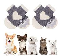 AUAUY Chaussettes Anti-Dérapantes Chien Chat, Chaussette Chien, Protège Les Pattes de l’Animal et Les Sols Intérieurs, avec Patins en Caoutchouc, Convient pour Les Petits ou Moyen Chiens et Chats - L