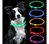 AUAUY Collier Lumineux Chien, Collier LED pour Animaux Rechargeable USB, Découpable Collier Imperméable Collier Chien Réglable pour Petits, Moyens et Grands Chat et Chien(Vert)