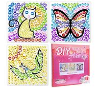 AUAUY Diamond Painting Enfants, 3 Pièces Animal Diamant Painting Art Mosaïque, Mignon Chat Papillon Pigeon 5D Diamond Peinture, Idée Cadeau pour Fille et Garçon Enfants Adultes Débutants
