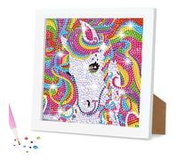 AUAUY Diamond Painting pour Enfants, 5D DIY Arts CréAtifs Diamond Painting avec Cadres Photo, Peinture par Numero, Broderie Diamant Kit pour Décoration Murale D'IntéRieur Enfants Adultes (Licornes)