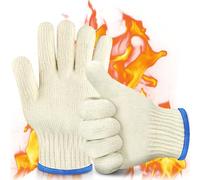 AUAUY Gants de Cuisine, Gants Anti Chaleur Four avec Doigts, Gant de Barbecue Intérieur et Extérieur Coton Tricoté Épais, Résistants à la Chaleur jusqu'à 250 °C, pour Cuisson, Poêle en Fonte