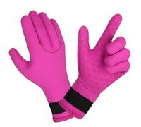 AUAUY Gants en néoprène élastique, 3 mm, gants de plongée thermiques, gants de plongée avec poignet élastique et particules antidérapantes, pour plongée en apnée Surf pagaie Kayak Natation (Rose, A-L)