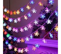 AUAUY Guirlande Lumineuse Flocon de Neige, 6M 40 LED à Piles Fairy Lights, 2 Modes Monochrome et Brillant Guirlande Lumineuse Intérieur, Décoration de Noël Mariage Anniversaire Fête Jardin Chambre