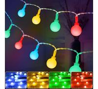 AUAUY Guirlande Lumineuse Globe, 6M 40 LED à Piles Fairy Lights, 2 Modes Monochrome et Brillant Guirlande Lumineuse Intérieur, Décoration de Noël Mariage Anniversaire Fête Jardin Chambre-Multicolore