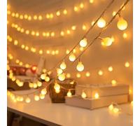 AUAUY Guirlande Lumineuse Globe, 6M 40 LED à Piles Fairy Lights, 2 Modes Monochrome et Brillant Guirlande Lumineuse Intérieur, Décoration de Noël Mariage Anniversaire Fête Jardin Chambre-Blanc Chaud