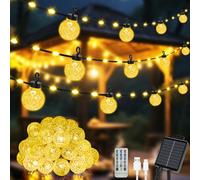 AUAUY Guirlande Lumineuse Guinguette Extérieur 12M, Guirlande Lumineuse Solaire Extérieur, 25 Ampoules 100 LED, 8 Modes, Étanche IP65, pour Terrasse, Jardin, Cour, Pergola, Balcon - Blanc Chaud