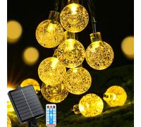 AUAUY Guirlande Solaire Exterieur, 11M 60 LEDs Guirlande Lumineuse Solaires à L'extérieur, 8 Modes Étanche Guirlande Lumineuse Exterieure Solaire pour Jardin, Cour, Mariage, Fête (Blanc Chaud)
