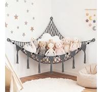AUAUY Hamac de Rangement Peluche, à Suspendre en Macramé Style Bohème | Filet Peluche, Doux Organisateur Suspendu pour Chambre d'Enfant pour Peluches, Gris