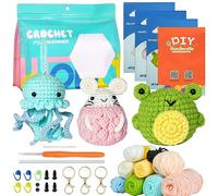 AUAUY Kit de Crochet pour Débutants, Tricoter des Peluches Animaux, Pack d'Aiguilles de Tricot à Crocheter pour Enfants et Adultes, avec des Instructions Étape Par étape et Des Tutoriels Vidéo