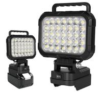 AUAUY Lampe Led Rechargeable pour Batterie Makita 18 V, 105W Lampe de Travail, 6800LM, Projecteur sans Fil avec Deux Ports de Charge USB, pour Garage, Chantier, Réparation, Urgence (Sans Batterie)