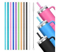 AUAUY Lot de 10 Pailles Réutilisables, Pailles de Rechange pour Gobelet Stanley 40oz/30oz, Compatibles avec Gobelet de Voyage Stanley, avec Brosse de Nettoyage