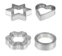 AUAUY Lot de 12 Emporte Piece, Emporte-Pièces en Acier Inoxydable en Forme de Cœur, Fleur, Étoile, Rond, pour Biscuits, Gâteaux, Cookies, Pâtisserie, Noël, Saint-Valentin