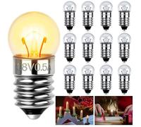 AUAUY Lot de 12 Mini Ampoules E10 DC 4.8V 0.5A, Blanc Chaud 3200K, E10 à Culot à Vis, Petite Ampoule Globulaire pour Lampe Torche, Expériences Électriques, Voyant de Signalisation