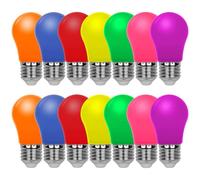 AUAUY Lot de 14 Ampoule LED Couleur E27 3W, Ampoule A45 Mini Ovale Multicolore, Rouge, Orange, Jaune, Vert, Bleu, Rose, Violet, pour Décoration de Mariage, Chambre, Bar, Halloween, Noël, Fête